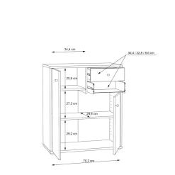 FORTE Komoda TEMPRA 2 niska 2D2S, dąb artisan