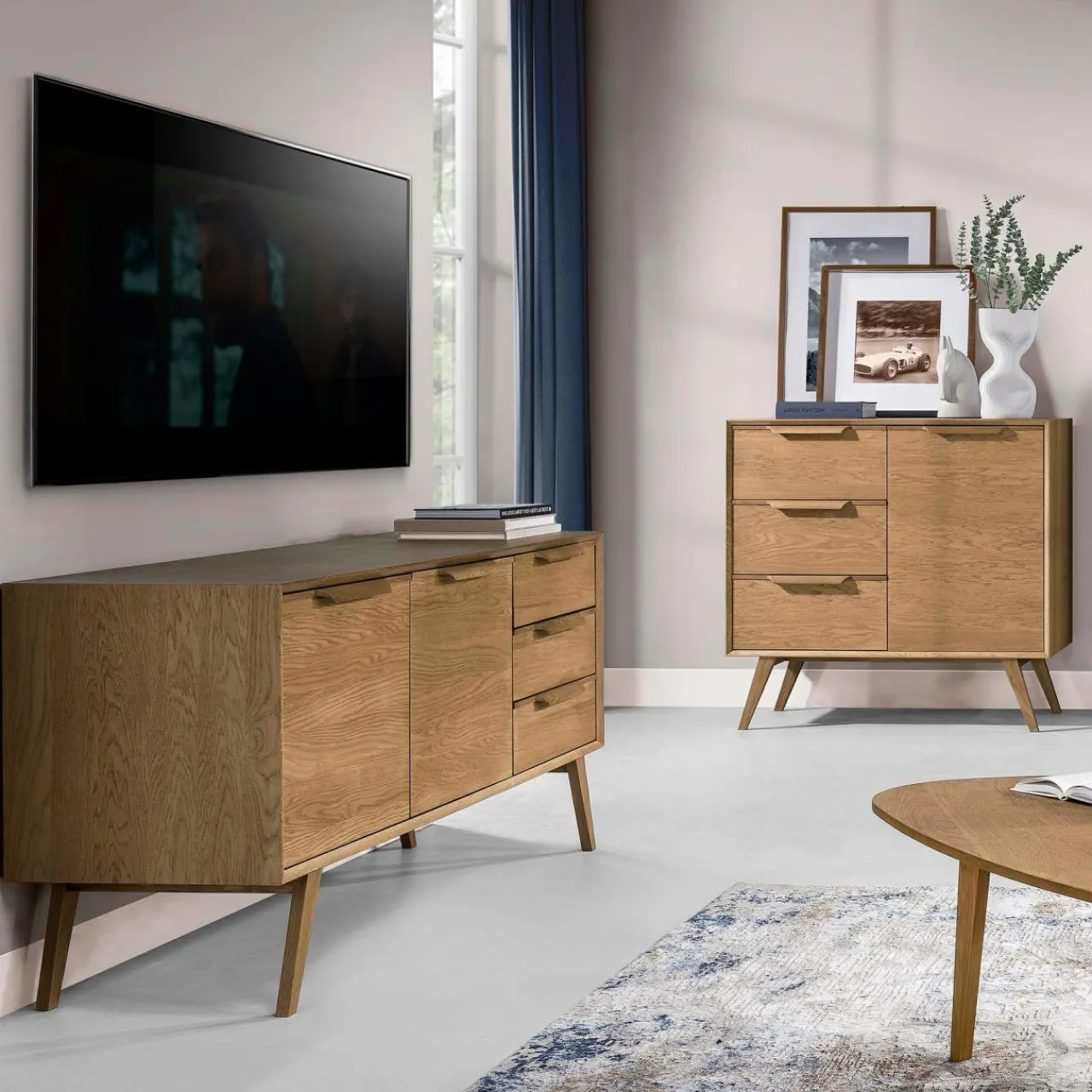 Komody|inny Komoda vintage z 3 szufladami LEO szer. 155,5 cm