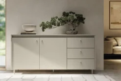 LENART Komoda z 3 szufladami na metalowych nóżkach TORINO kaszmir