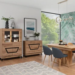 Furni Home Komoda z czarnym dekorem KRIS 98 cm