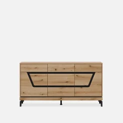 Komody|Furni Home Komoda z czarnym dekorem KRIS 163.5 cm