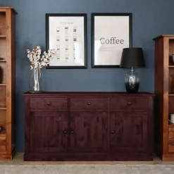 Komody|inny Komoda z litego drewna PAOLA brzoza mahoń