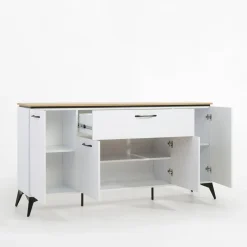 inny Komoda z szufladą biała z ryflowaniem VELUTTO