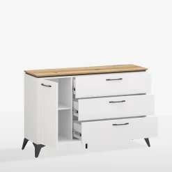 Komody|inny Komoda z szufladami biała z ryflowaniem VELUTTO