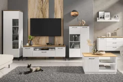 Komody|inny Komoda z szufladami biała z ryflowaniem VELUTTO