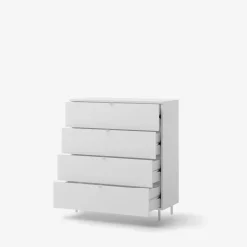 Komody|LENART Komoda z szufladami MILA na metalowych nóżkach biała