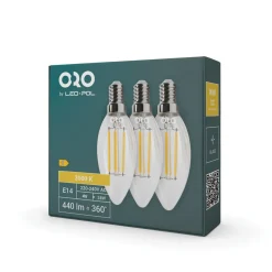 Żarówki Klasyczne|LED-POL Komplet 3 żarówek LED E14 barwa ciepła C35-FL-4W-WW