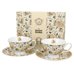 Filiżanki I Spodki| Komplet 2 filiżanek ze spodkami ROYAL ENGLISH ROSES WHITE 250 ml