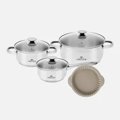 Garnki, Patelnie I Pokrywki|GERLACH Komplet 3 garnków FIRST z formą silikonową do tarty