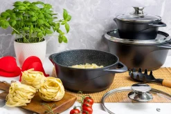 Garnki, Patelnie I Pokrywki| Komplet 3 garnków z 2 rękawicami w zestawie