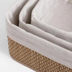 Pudełka I Pojemniki Do Przechowywania|Koszyki Dekoracyjne|inny Komplet 3 koszy bambusowych białych