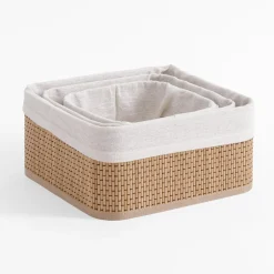 Pudełka I Pojemniki Do Przechowywania|Koszyki Dekoracyjne|inny Komplet 3 koszy bambusowych białych