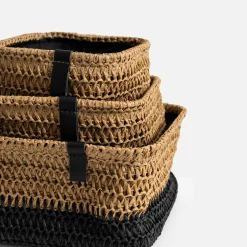 Pudełka I Pojemniki Do Przechowywania|Koszyki Dekoracyjne|inny Komplet 3 koszy do przechowywania brązowo-czarny