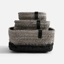 inny Komplet 3 koszy do przechowywania szaro-czarny