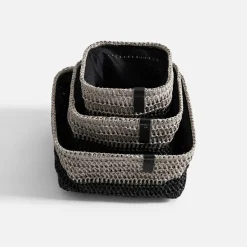 inny Komplet 3 koszy do przechowywania szaro-czarny