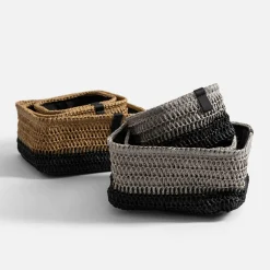 inny Komplet 3 koszy do przechowywania szaro-czarny