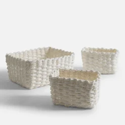 Pudełka I Pojemniki Do Przechowywania|Koszyki Dekoracyjne|inny Komplet 3 koszy do przechowywania, biały