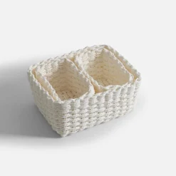 Pudełka I Pojemniki Do Przechowywania|Koszyki Dekoracyjne|inny Komplet 3 koszy do przechowywania, biały