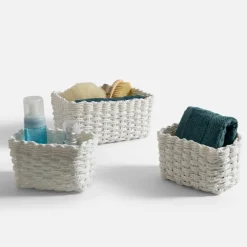 Pudełka I Pojemniki Do Przechowywania|Koszyki Dekoracyjne|inny Komplet 3 koszy do przechowywania, biały