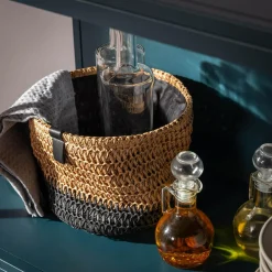 inny Komplet 3 koszy do przechowywania okrągłe brązowo-czarny