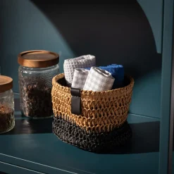 inny Komplet 3 koszy do przechowywania okrągłe brązowo-czarny