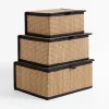 Pudełka I Pojemniki Do Przechowywania|Koszyki Dekoracyjne|inny Komplet 3 koszy z pokrywą bambusowe czarne