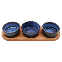Miski, Patery I Półmiski|inny Komplet 3 miseczek na akacjowej podstawie