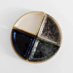 Miski, Patery I Półmiski|inny Komplet 4 miseczek na okrągłej bambusowej podstawie 21,5 cm