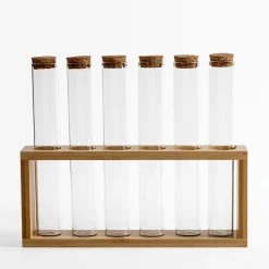 inny Komplet 6 przyprawników na bambusowym stojaku 110 ml
