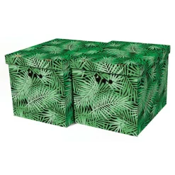 Pudełka I Pojemniki Do Przechowywania| Komplet 2 pudełek do przechowywania TROPIKALNA ZIELEŃ XL