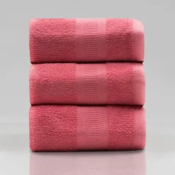 Komplet 3 ręczników bawełnianych różowych 30x30 cm