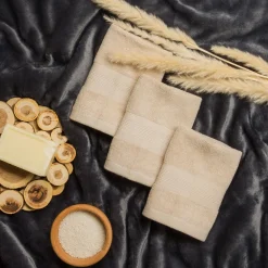 Ręczniki|Ręczniki| Komplet 3 ręczników bawełnianych beżowych 30x30 cm