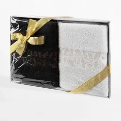 Eurofirany Komplet 2 ręczników biały/czarny BLINK 50x90 cm