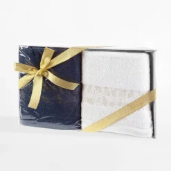 Ręczniki|Ręczniki|Eurofirany Komplet 2 ręczników biały/granatowy BLINK 50x90 cm