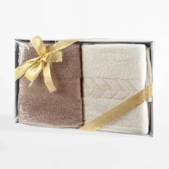 Eurofirany Komplet 2 ręczników kremowy/beżowy GLOW 50x90 cm