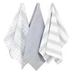 Tekstylia Kuchenne|Tekstylia Kuchenne| Komplet 3 ręczników kuchennych z bawełny szare 40x60 cm