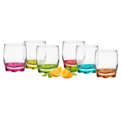 Szklanki I Kubki|Edwanex Komplet 6 szklanek z kolorowym dnem