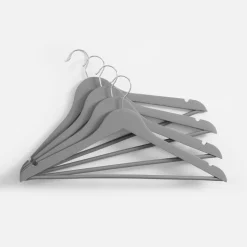 inny Komplet 4 wieszaków drewnianych szare