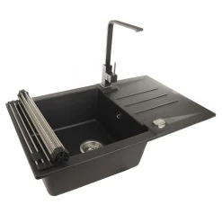 Zlewozmywaki|Alveus Komplet – zlewozmywak CANTO 130 z baterią GALLA i matą ALLROUND czarny
