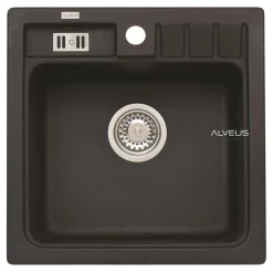 Alveus Komplet - zlewozmywak granitowy czarny ASPEN 20 z baterią i matą ociekową
