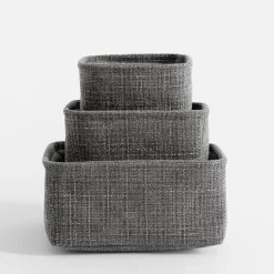 inny Komplet koszy do przechowywania szary, 3 sztuki