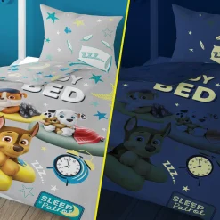 Dzieci Komplet pościeli bawełnianej FLUO PSI PATROL 160x200 cm