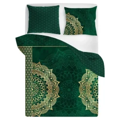 Faro Komplet pościeli z satyny bawełnianej zielona MANDALA 220x200 cm