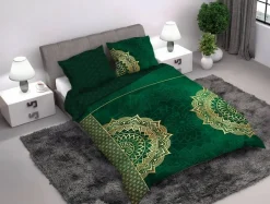 Faro Komplet pościeli z satyny bawełnianej zielona MANDALA 220x200 cm