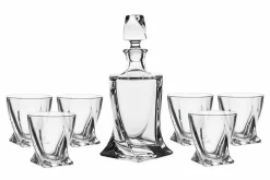 Szklanki I Kubki|Dzbanki I Karafki|Bohemia Komplet QUADRO do whisky, 7 części