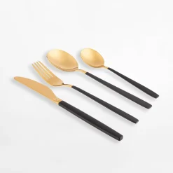 Komplet sztućców dla 6 osób NOBLE GOLD BLACK 24 el.