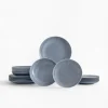 Serwisy Obiadowe|Lubiana Komplet talerzy szaro-niebieski DAISY SEASIDE 18 el.