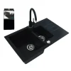 Zlewozmywaki|Alveus Komplet zlewozmywak granitowy czarny CANTO 70 z baterią i matą ociekową