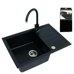 Zlewozmywaki|Alveus Komplet zlewozmywak granitowy ORLANDO 40 z baterią i matą ociekową czarny