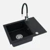 Alveus Komplet zlewozmywak granitowy czarny SHOT 59X44 z baterią elastyczną